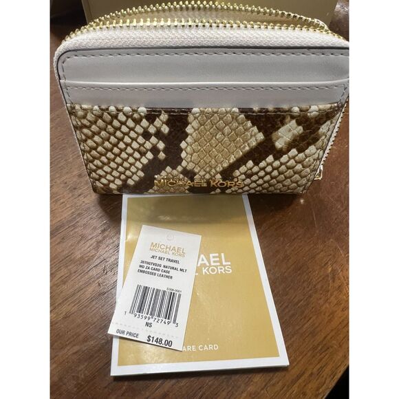 Michael Kors Jet Set Travel Card Case Embossed Leather NWT in Box - Picture 3 of 9